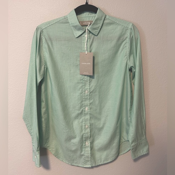 Everlane Tops - NWT EVERLANE Women's Green and White Striped Relaxed Button Down Shirt